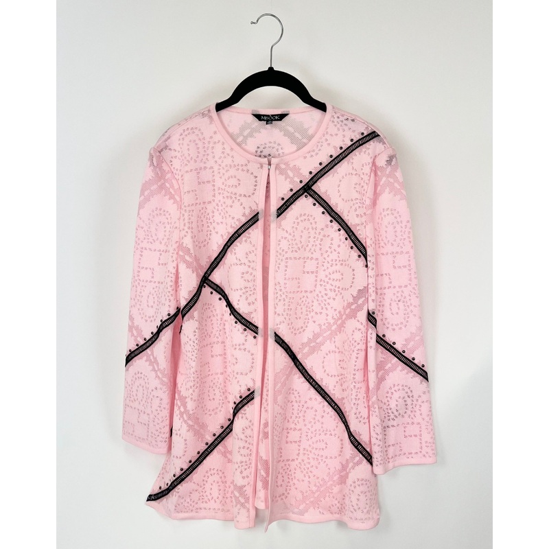 Pale Pink and Black Cardigan – Size 2/4