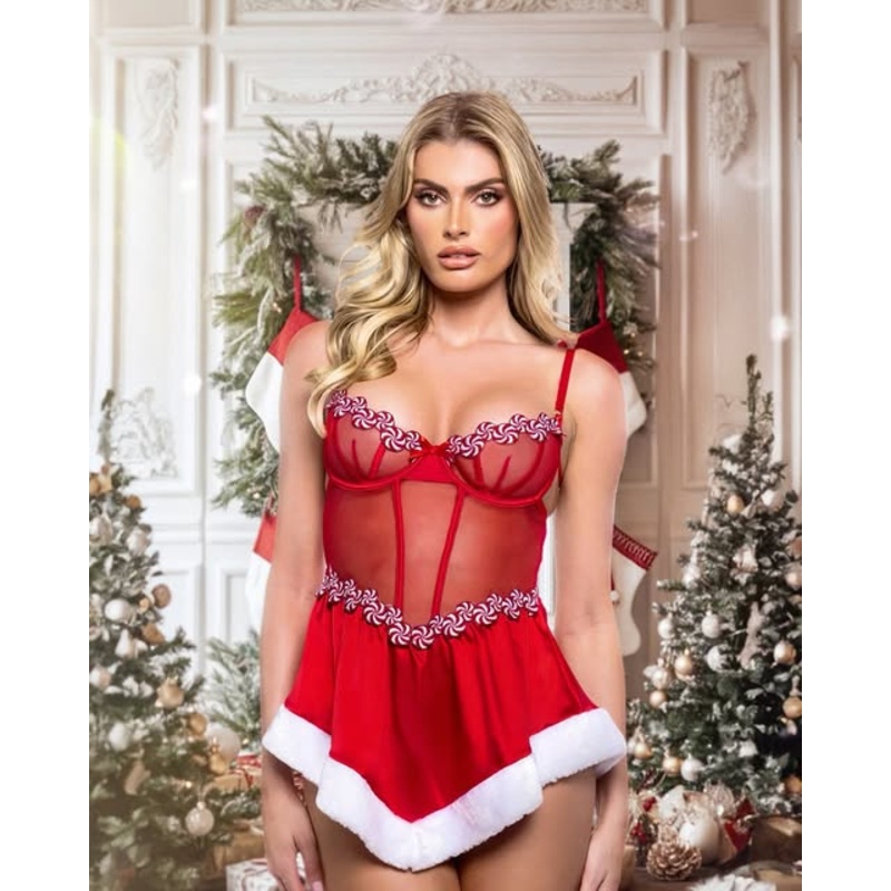 Peppermint Kiss Babydoll Red Small