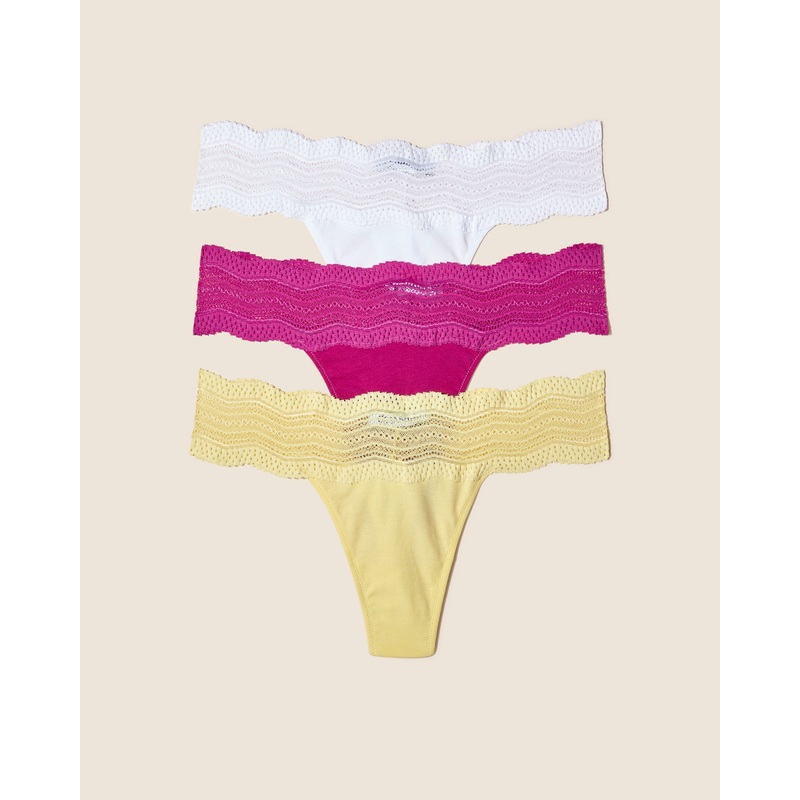 Thong – 3 Pack Set Cape Fuchsia Mignonette White One Size