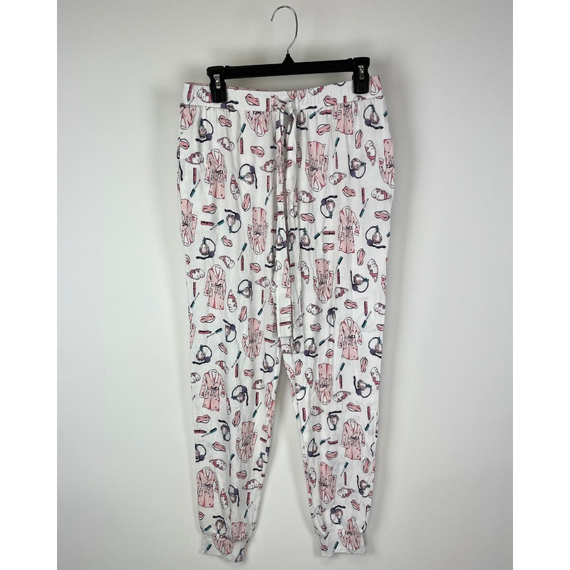 White Beauty Print Sleepwear Bottoms – Small