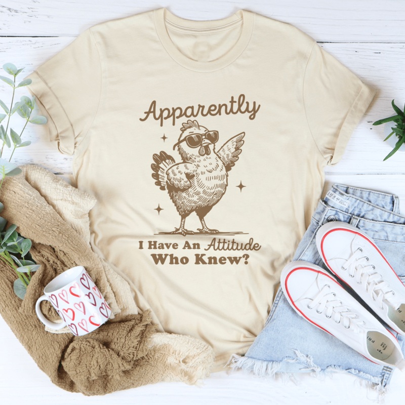 Apparently I have Attitude Who Know Tee Heather Prism Peach S