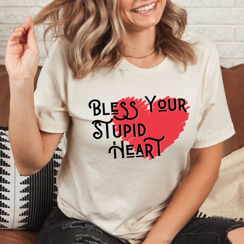 Bless Your Stupid Heart Tee Soft Cream S