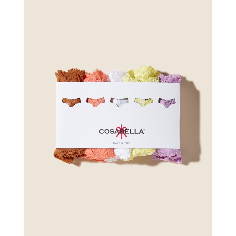 Cutie Thong 5 Pack Dark Copper Coral Breeze Icy Violet Mignonette White Taglia Unica