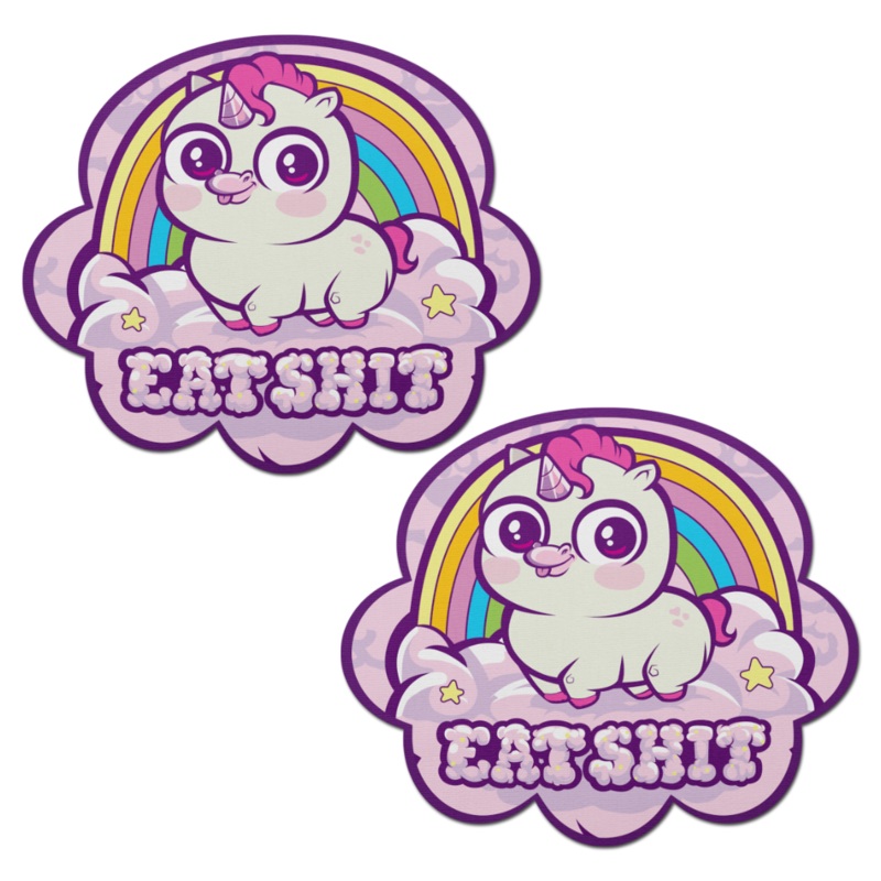 Eat Shit Unicorn: Scummy Bear Rainbow Cloud Nipple Pasties by Pastease o/s Rainbow