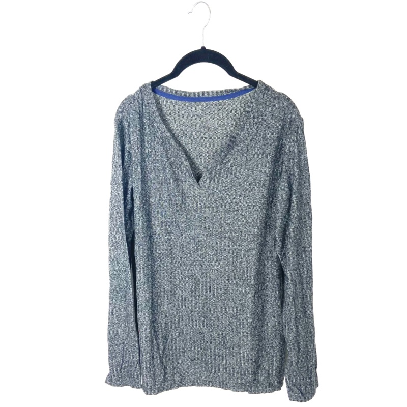 Grey Long Sleeve V Neck Top – Small