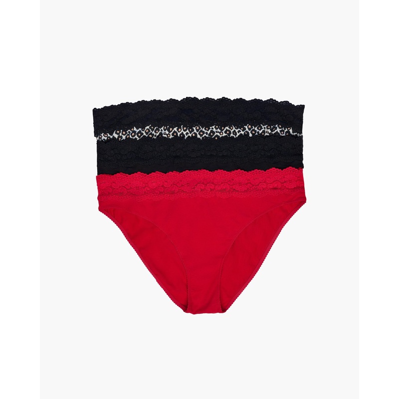 Love Plus Size Bikini 3 Pack Black/Red/Leopard 1X