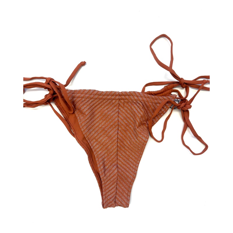 Metallic Brown Tie Side Bikini Bottom – L, XL, XXL Large