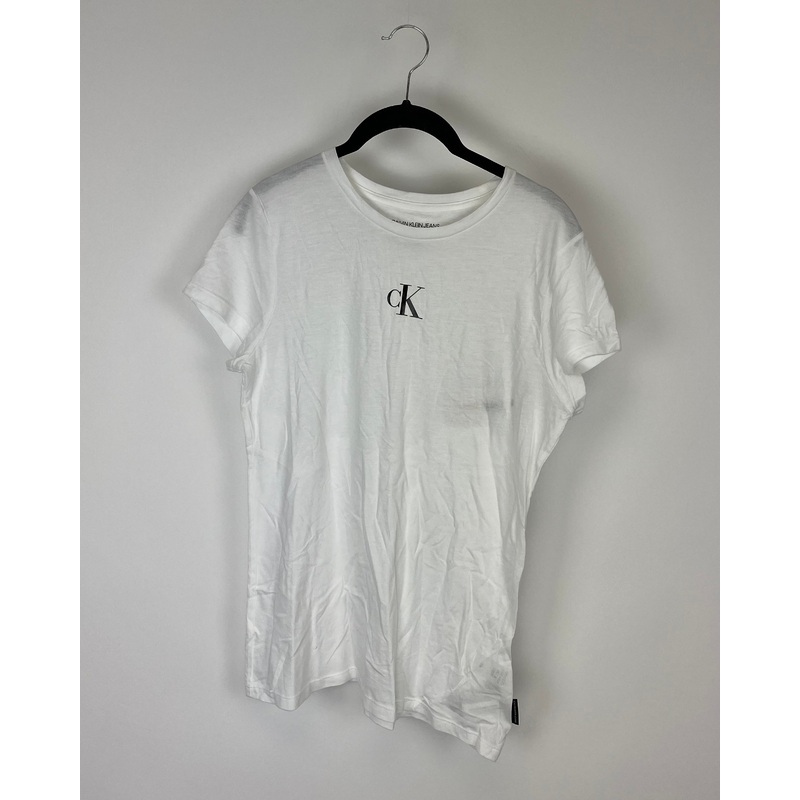 White Fitted Short Sleeve Top – Small