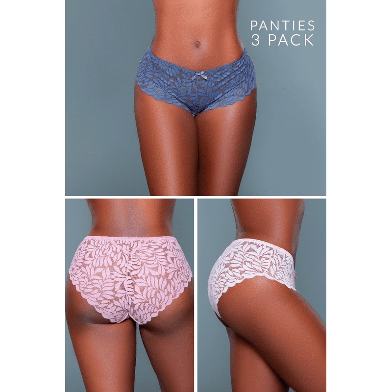 Federica Hipster Panty (3 Pack) Pink/Peach/Grey L