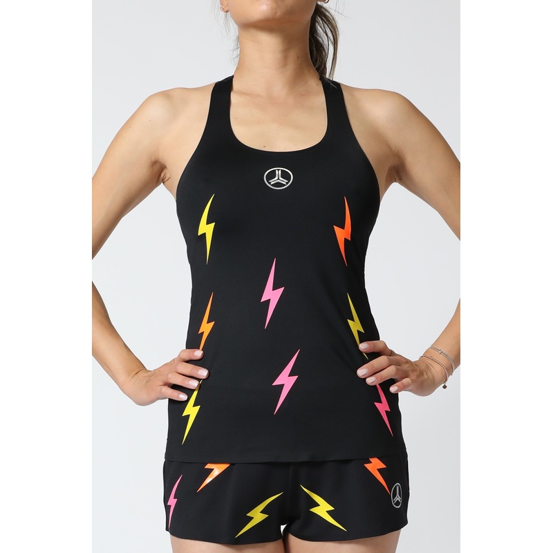 GAME WOMENS LIGHTNING POP TENNIS TANK NERO/LEMON/NEON PINK/NEON ORANGE XXS