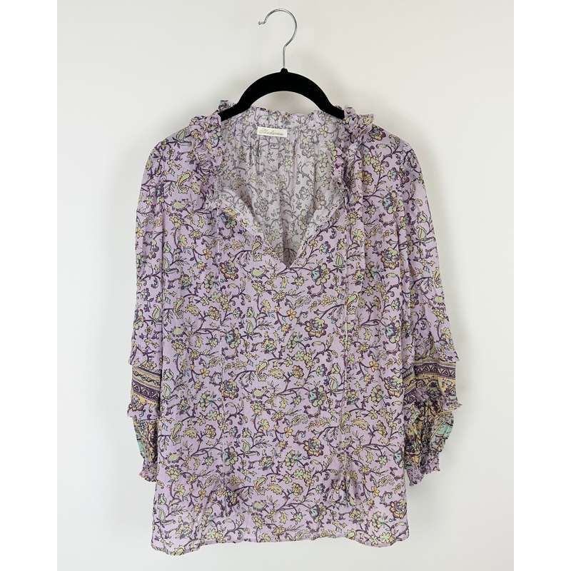 Lavender and Floral Printed Blouse – Size 4/6