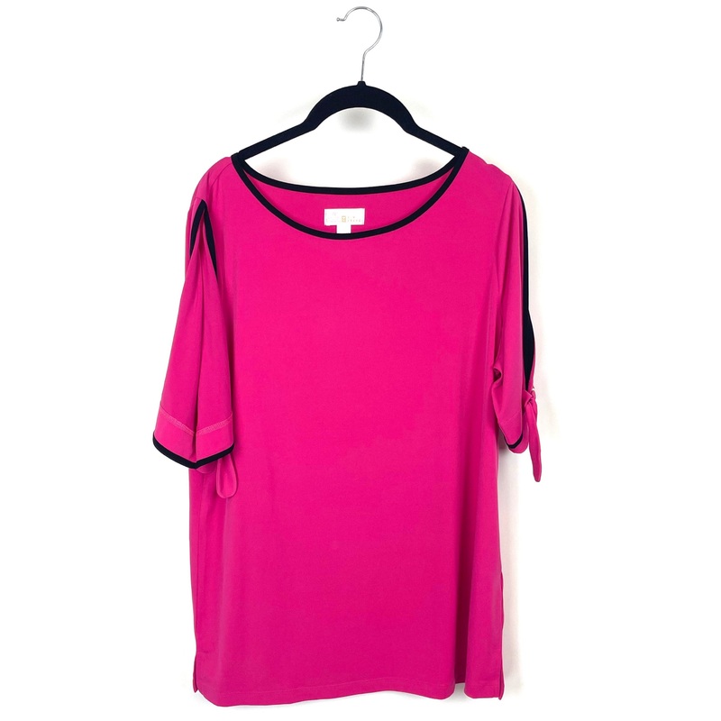 Pink With Black Hem Blouse – Small/Medium