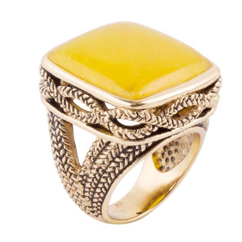 Yellow Agate and Golden Statement Ring 7