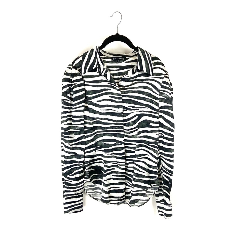 Zebra Print Button Down Top – Small