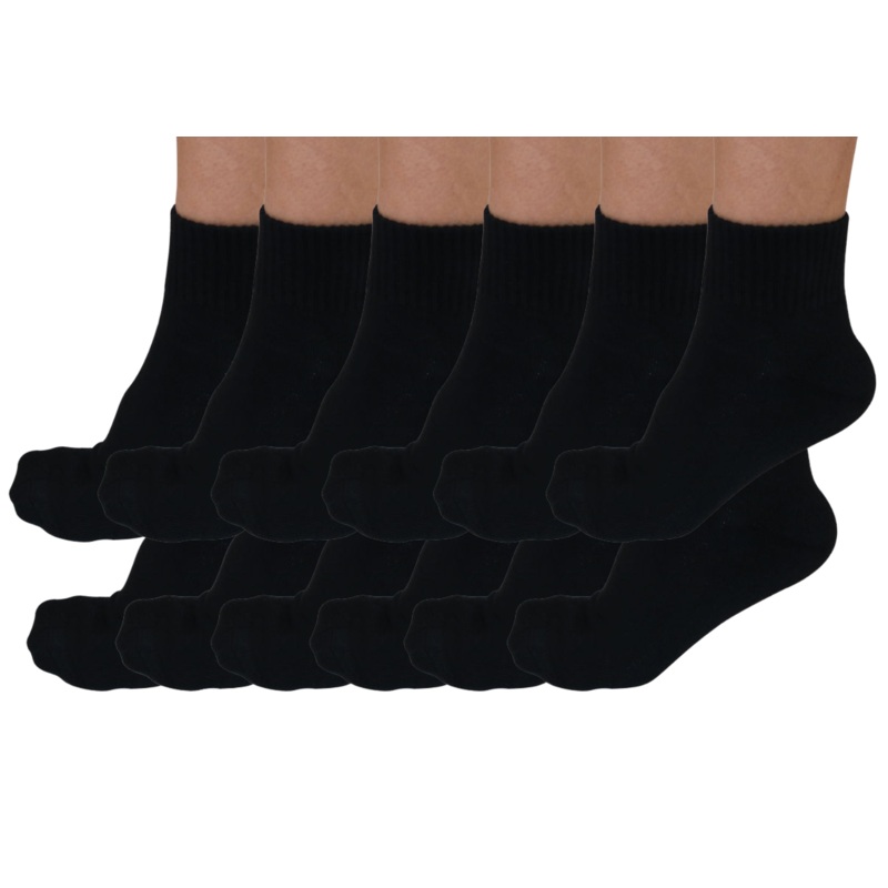1/4 Crew Bamboo Viscose Socks Unisex Black Color – 12-pack Small
