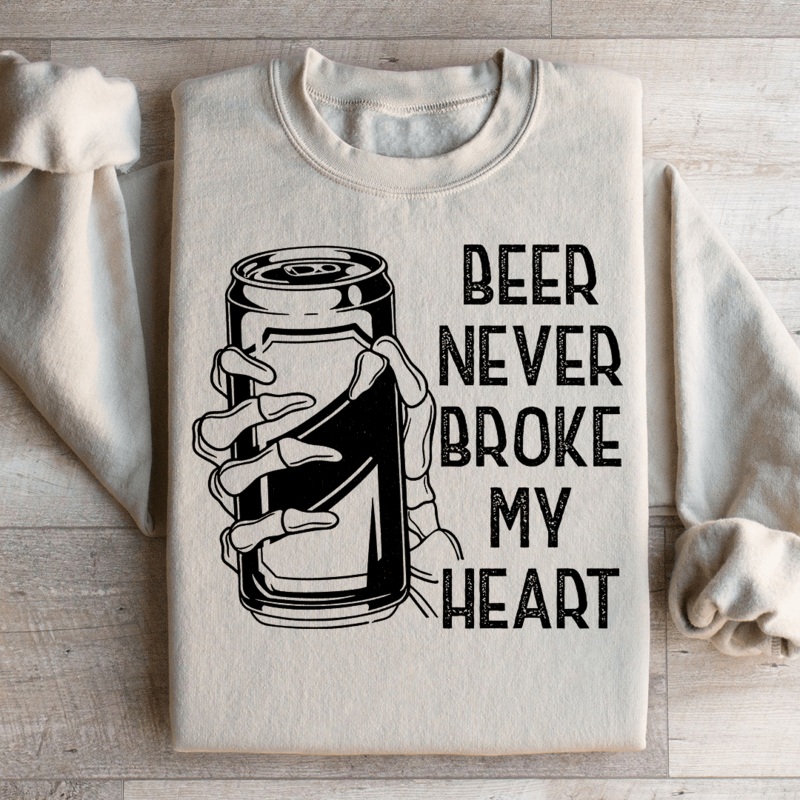 Beer Never Broke My Heart Skull Sweatshirt Black S
