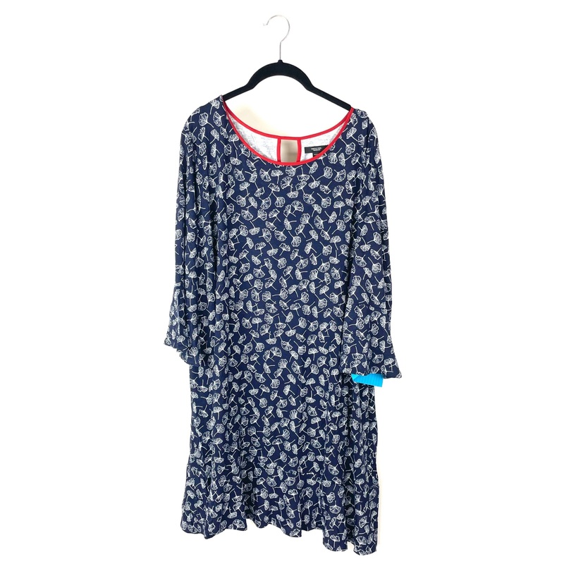 Blue Floral Ruffle Sleeve Lounge Dress – 1X