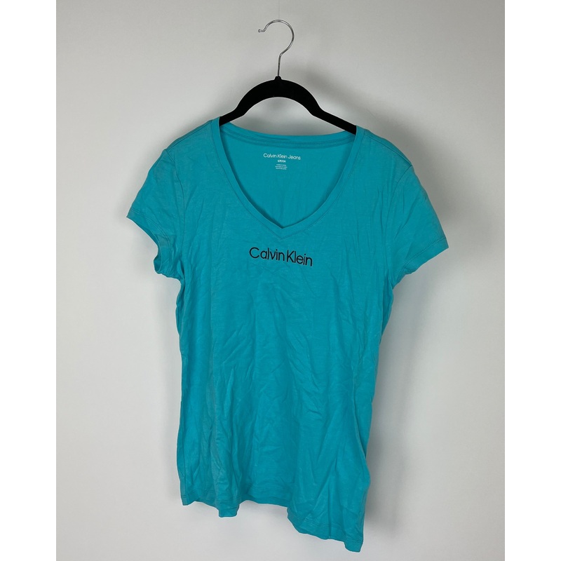Blue V Neck Short Sleeve Top – Small
