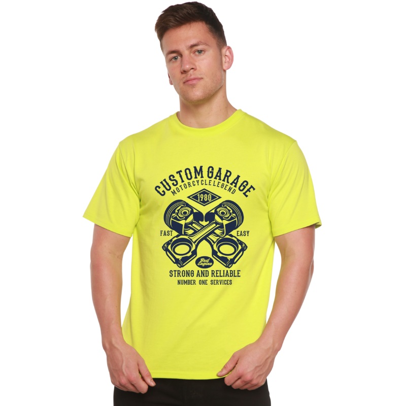 Custom Garage Men’s Bamboo Viscose/Organic Cotton Short Sleeve Graphic T-Shirt Medium Black