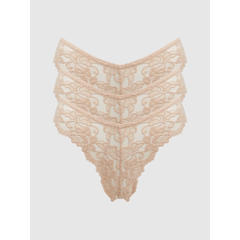 Jessica Lace Tanga 3 Pack Nude S