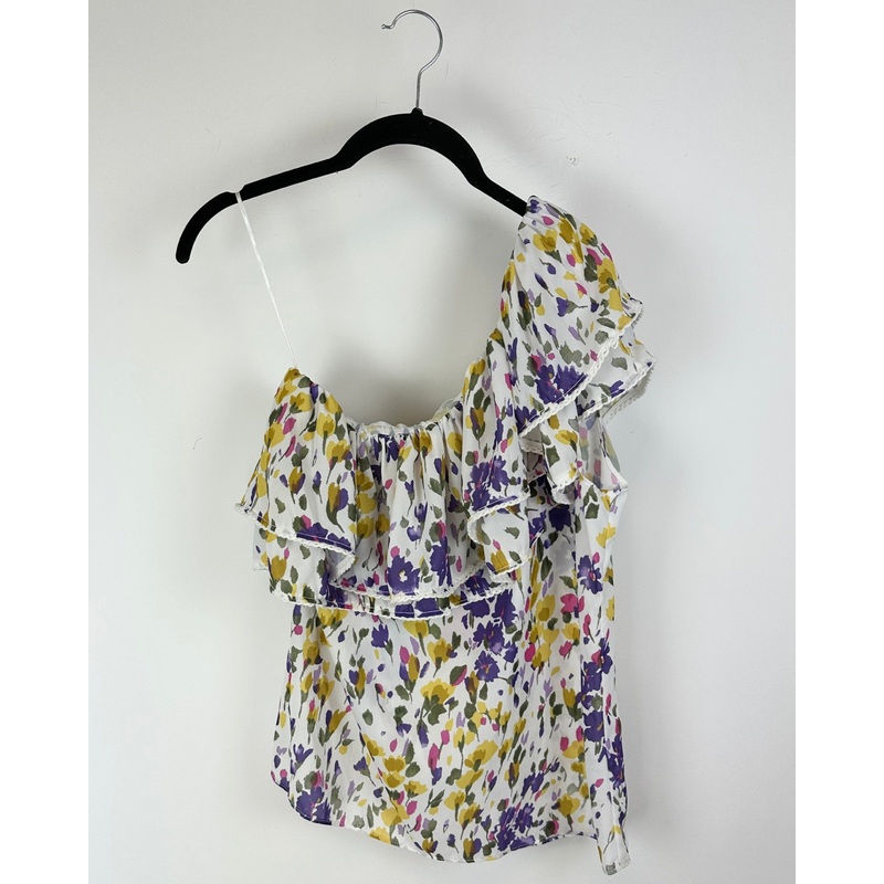 Avenue One Shoulder Floral Ruffled Top – Small Small