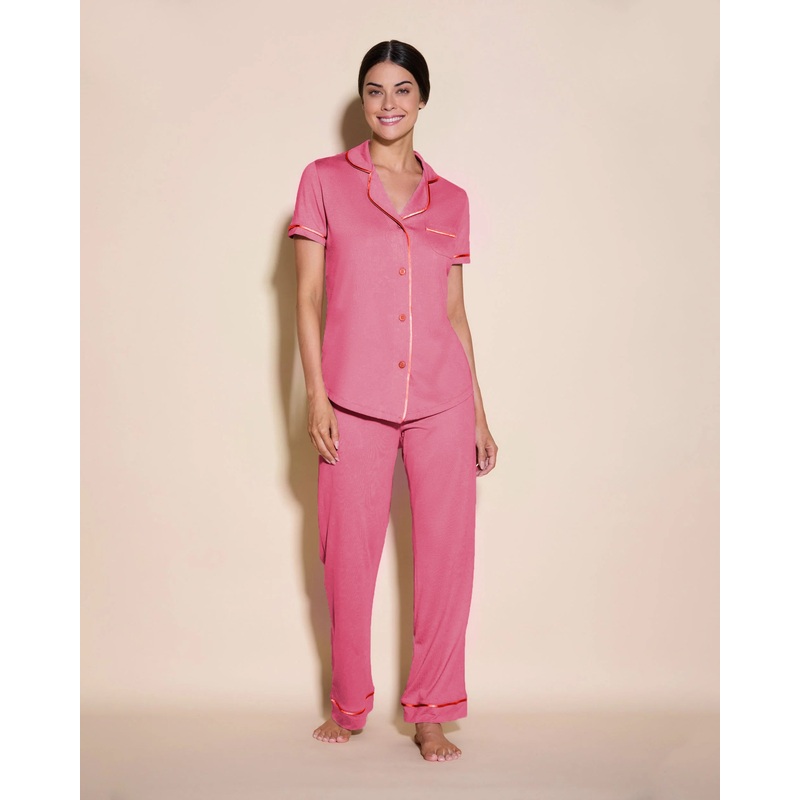 Conjunto De Pijama Con Camisa De Manga Corta Y Pantalones Venetian Dusk/Sicilian Orange XS