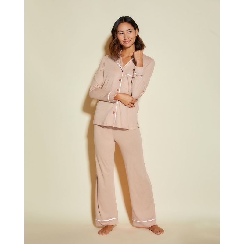 Conjunto De Pijama Petite Con Camisa De Manga Larga Y Pantalones Camel/Moon Ivory PS