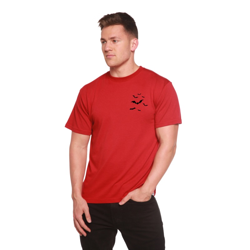 Halloween Bats Bamboo Viscose/Organic Cotton Short Sleeve Printed T-Shirt Medium Black