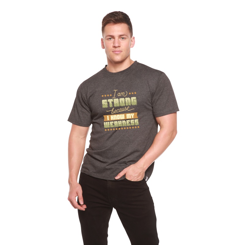 I am Strong Men’s Bamboo Viscose/Organic Cotton Short Sleeve Graphic T-Shirt Medium Black