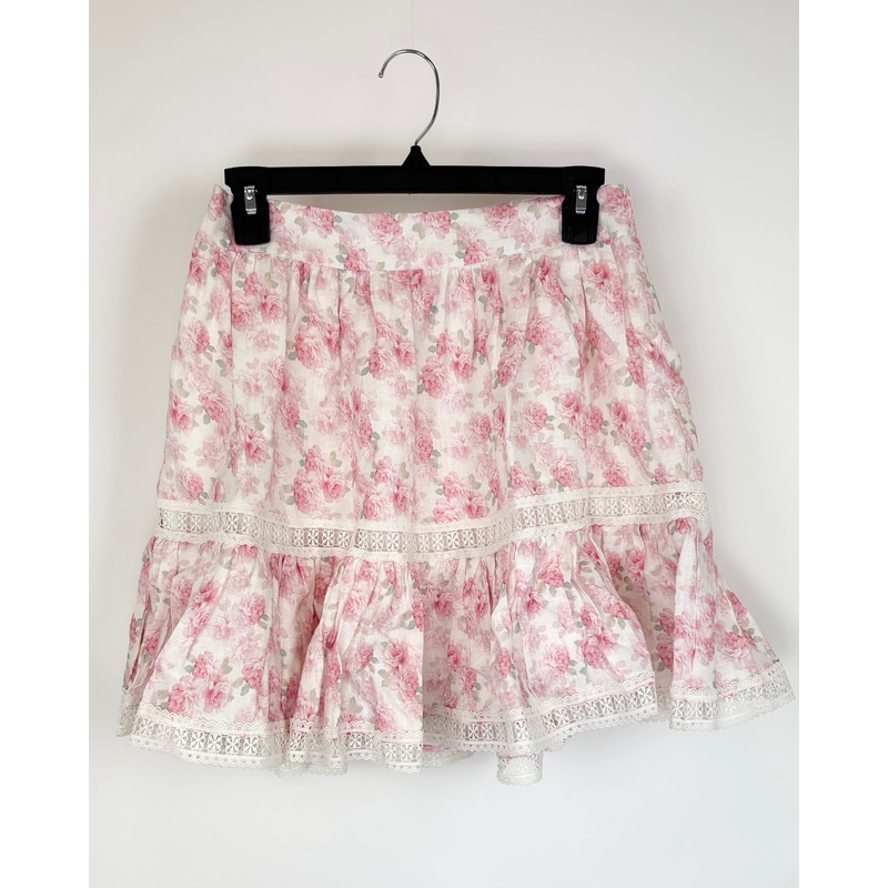 Pink Floral Lace Mini Skirt – Small and Large Small