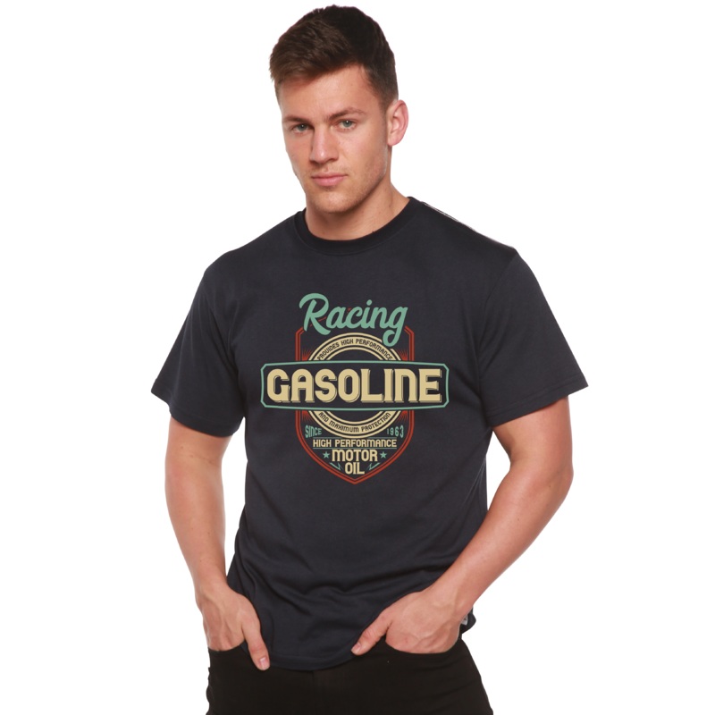 Racing Men’s Bamboo Viscose/Organic Cotton Short Sleeve Graphic T-Shirt Medium Black