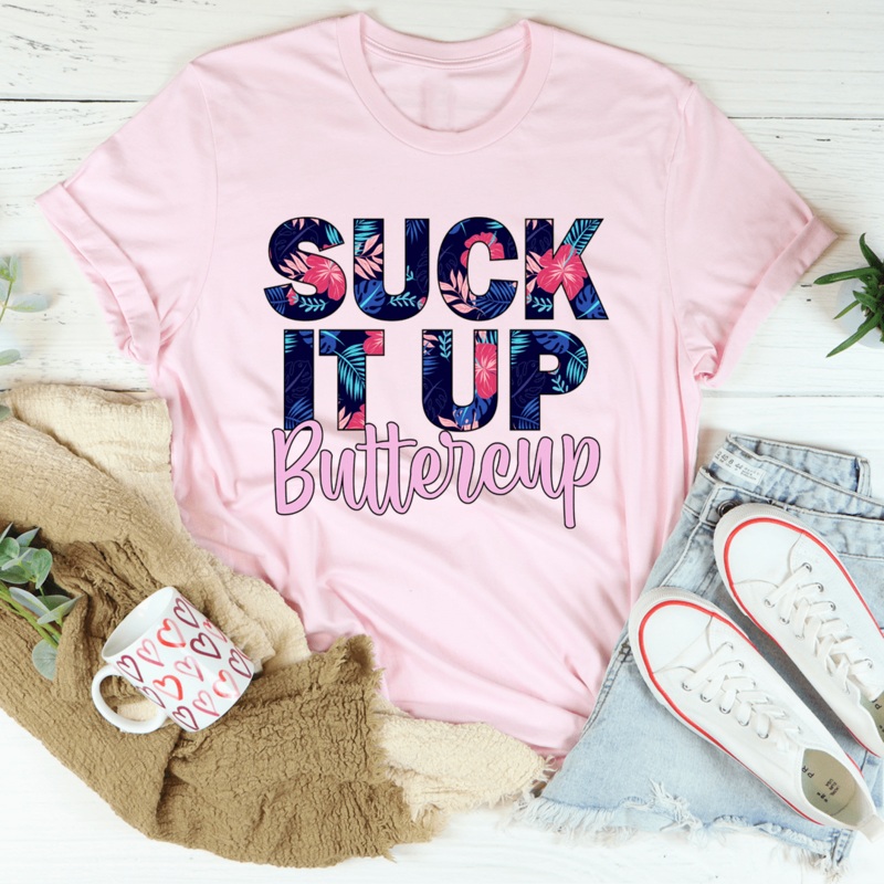 Suck It Up Buttercup Floral Tee Pink S