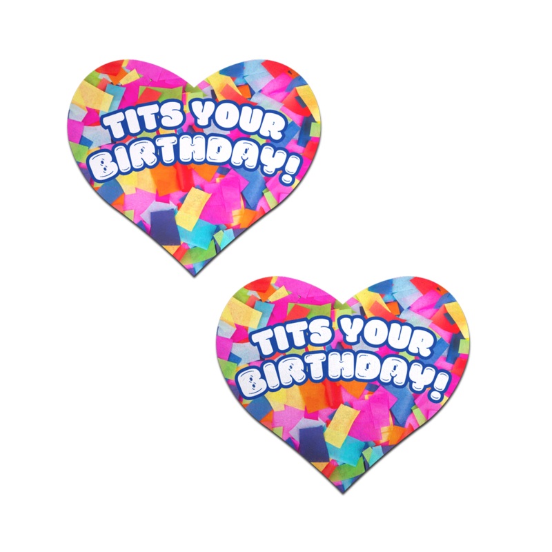 Tits Your Birthday!’ Heart Breast Pasties with Confetti by Pastease