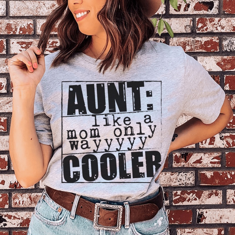 Aunt Like A Mom Only Cooler Tee Athletic Heather S