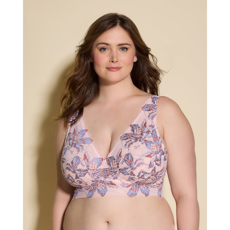 Bralette Con Fascia Alta Super Curvy Pink Lilly/Luzerne Blue XS