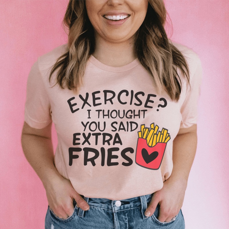 Exercise I Thought You Said Extra Fries Tee Heather Prism Peach S