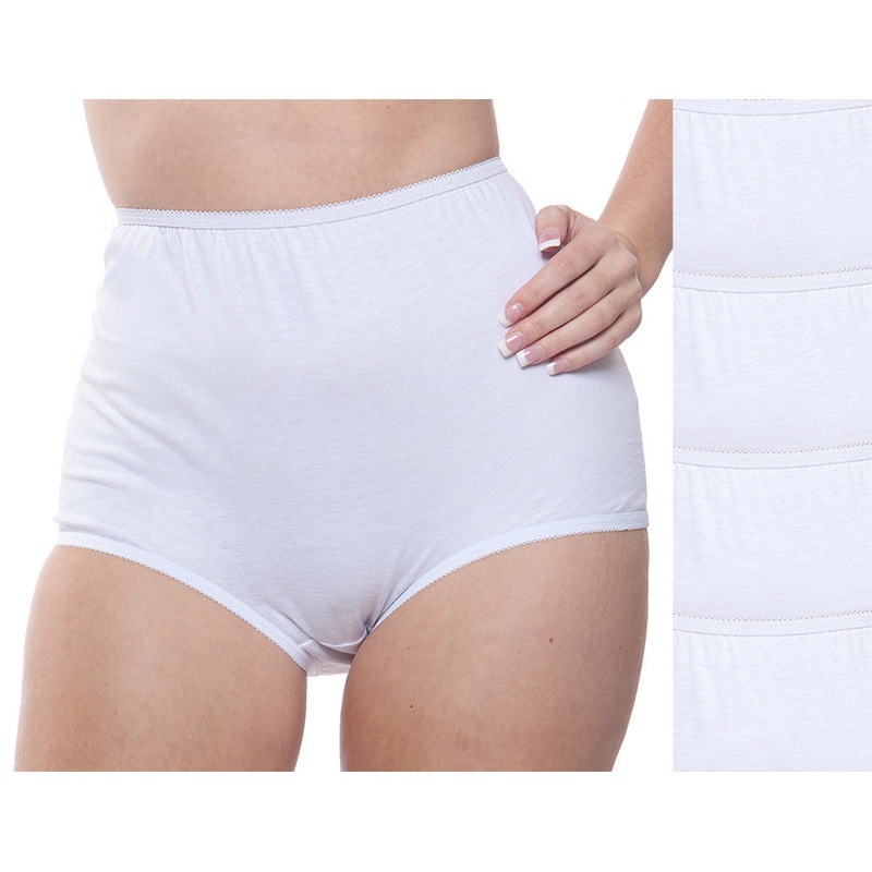 Full Coverage, Elastic Leg, Cotton Brief, White 4 Pack (Style 122) 5