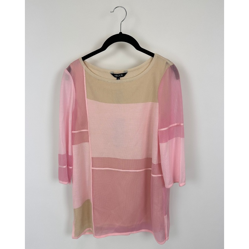 Pink and Tan Colorblock Top – Size 2/4 Extra Small (Size 2/4)