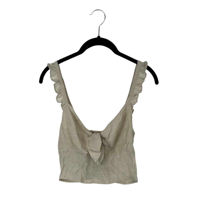 Beige Ruffle Strap Cropped Blouse – Small