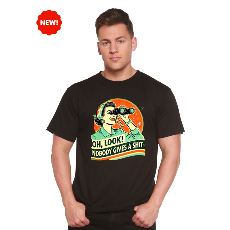 Funny Retro Woman Unisex Bamboo/Cotton Graphic T-Shirt Small Black