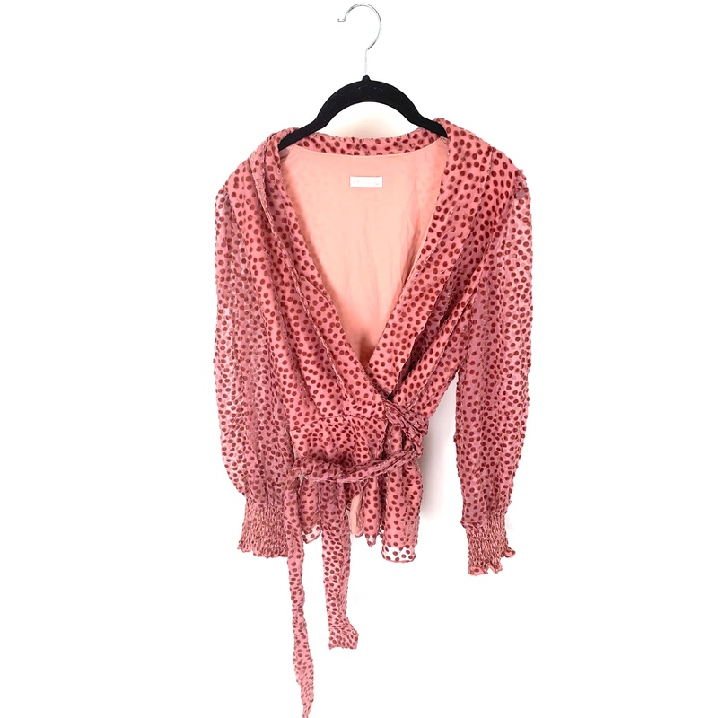 Pink & Dusty Rose Polka Dotted Wrap Blouse – Size 2/4