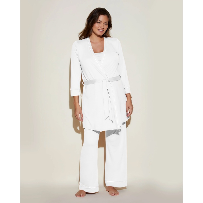 Pyjama-Set Fr Schwangere, 3-Teilig, Mit Bademantel White/White S