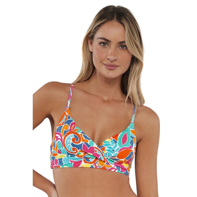 Sunsets Lyla Bralette Bikini Top XSmall Botanical Bliss Sandbar Rid