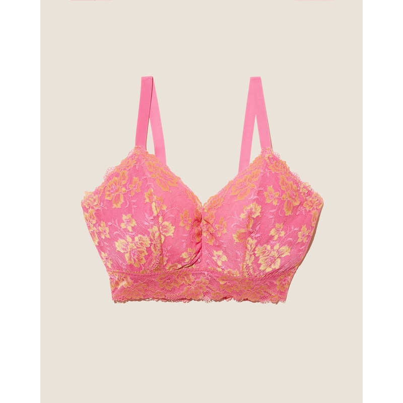 Super Curvy Longline Bralette Rani Pink /Gold XS