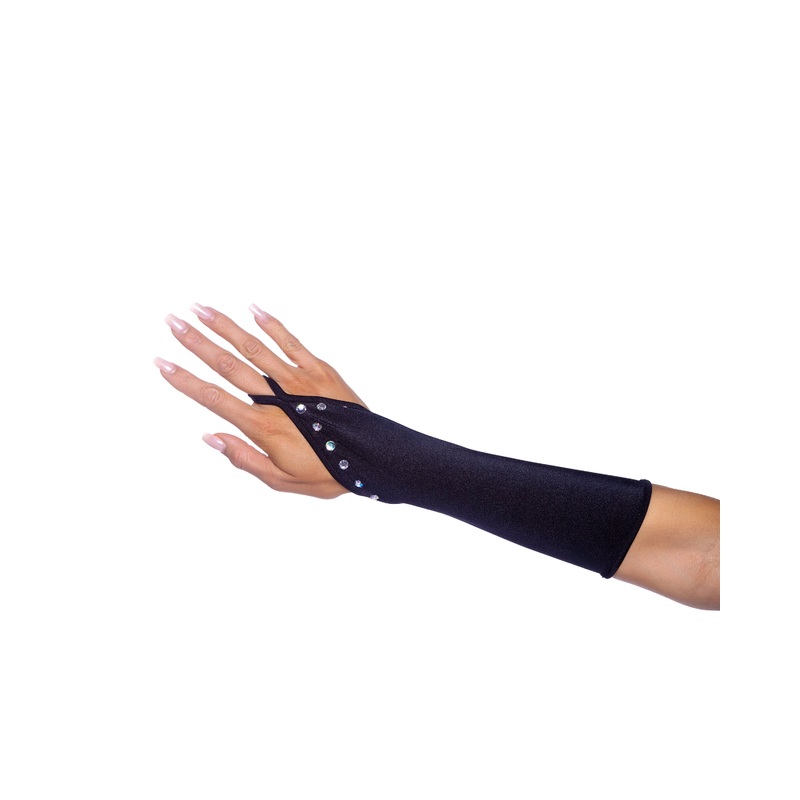 Bedazzled Gloves with Rhinestones Black One Size