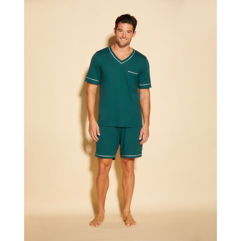 Conjunto De Pijama Para Hombre Con Camisa De Manga Corta Y Pantalones Cortos Congo/Ivory S