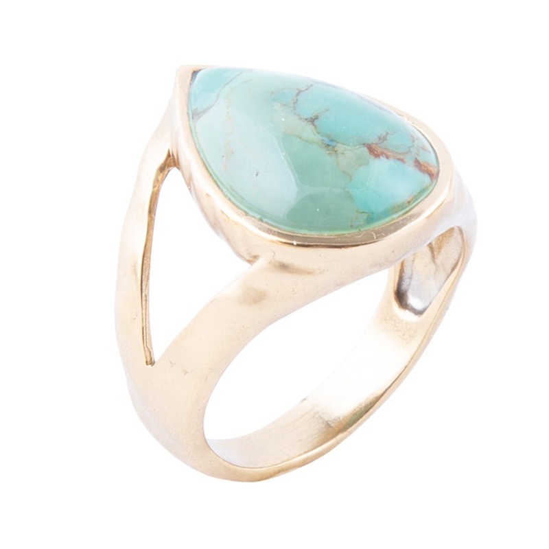 Maisy Blue Turquoise Golden Teardrop Ring 5