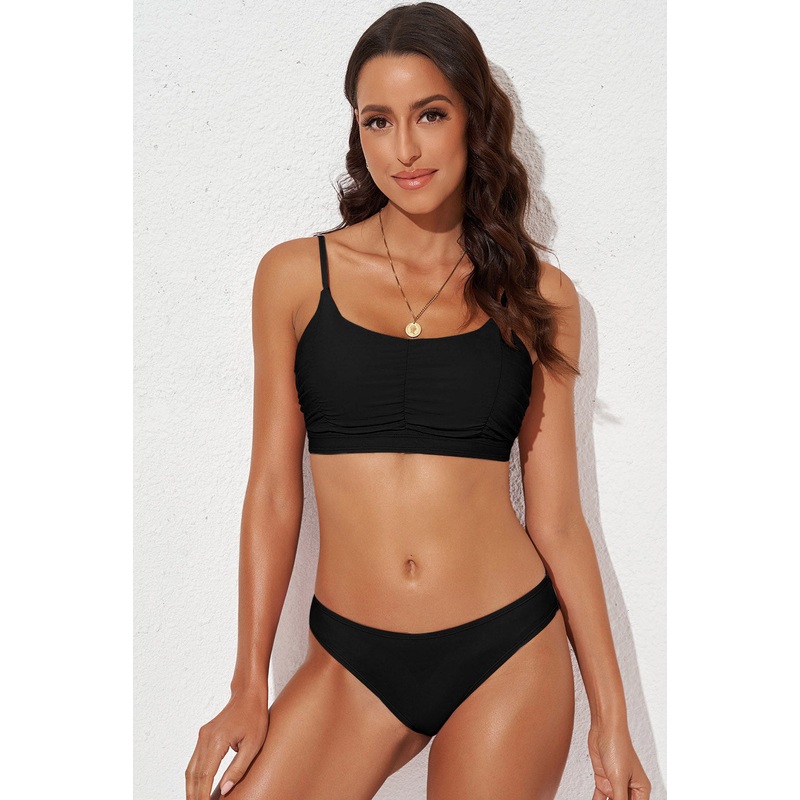 Scoop Neck Sleeveless Swim Set Black S