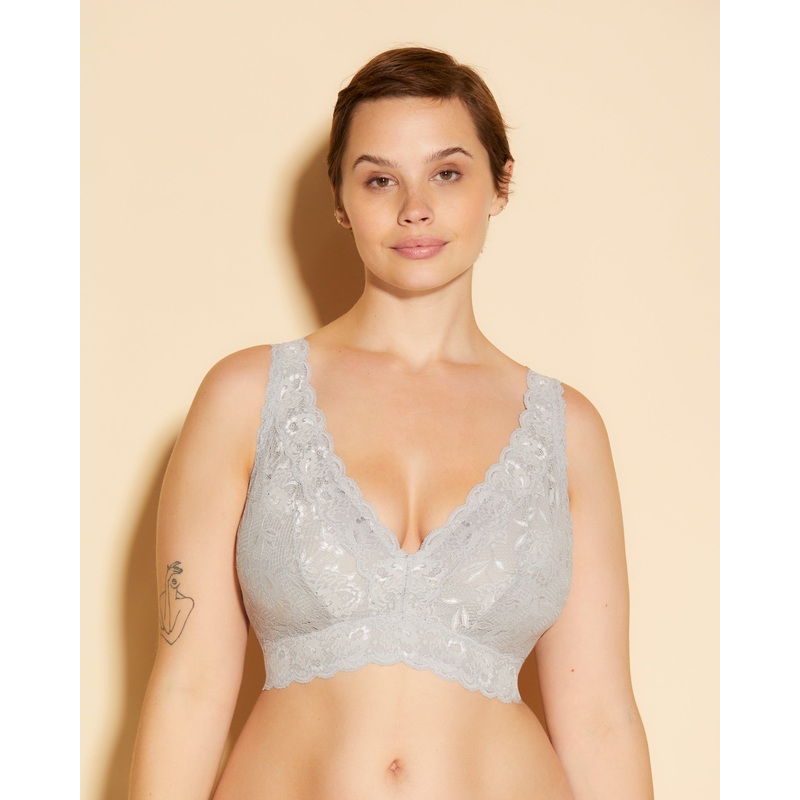Super Curvy Plungie Longline Bralette Varanasi Gray XS