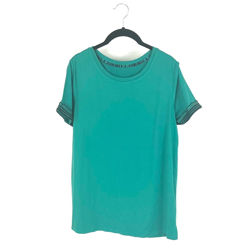 Teal Shirt With Abstract Sleeve Cuffs – Size 4